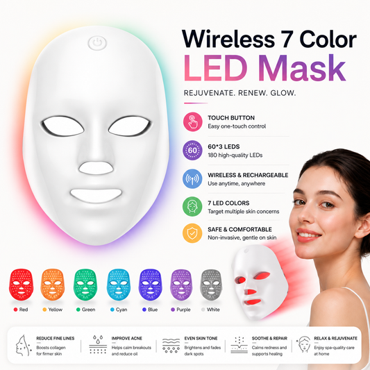 Wireless LED Mask 7 Color LED Face Mask Photon Skin Firming Anti Aging Rejuvenation Beauty Mask Machine