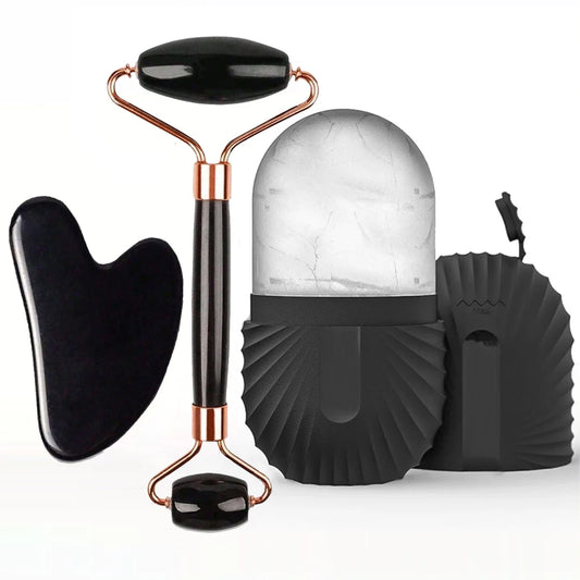 Ice Face Roller Set – Gua Sha, Facial Roller & Ice Mold (3pc)